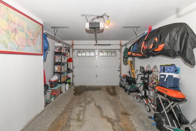 garage with a garage door opener