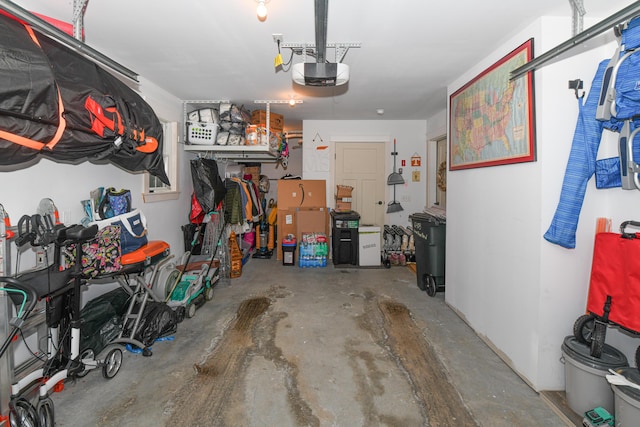 garage with a garage door opener