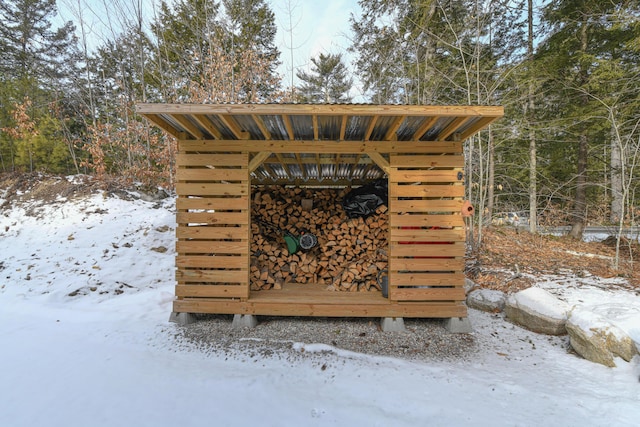 view of snow covered structure