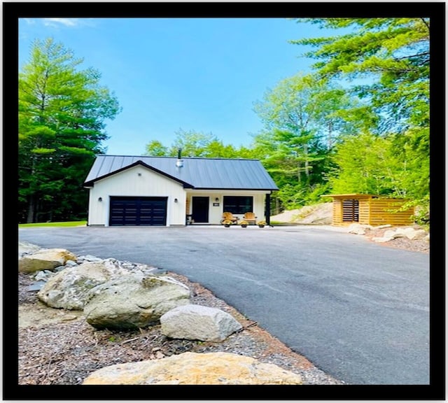 exterior space with a garage