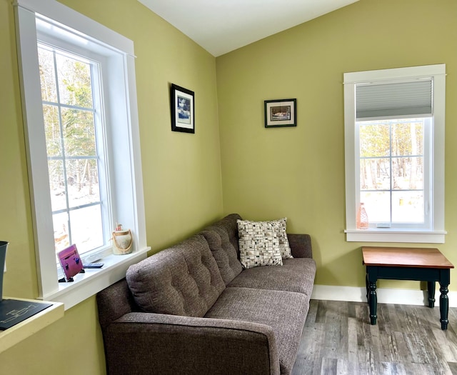 sitting room featuring hardwood / wood-style floors