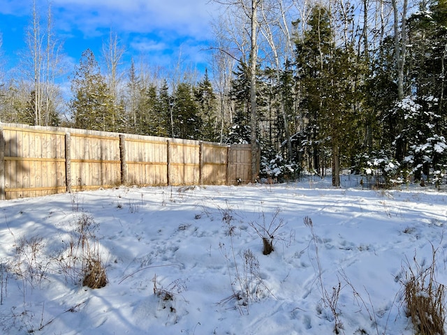 view of yard covered in snow