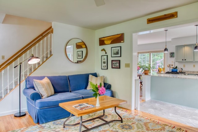 living room featuring light hardwood / wood-style floors