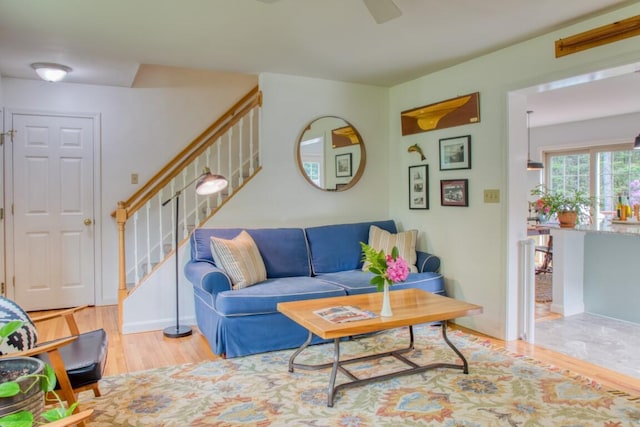 living room featuring light hardwood / wood-style floors