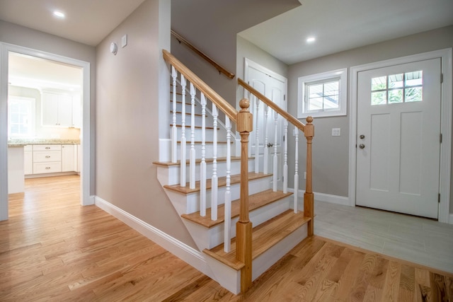 entrance foyer featuring light wood-type flooring