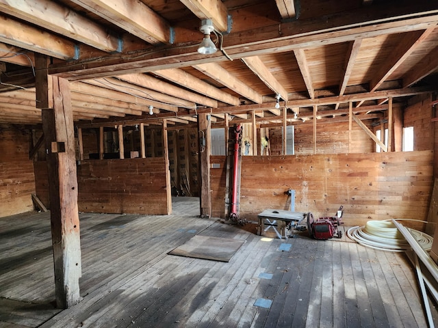 61 Hathaway Hill Rd, Livermore, ME 04253 - miscellaneous room with wooden walls and wood-type flooring