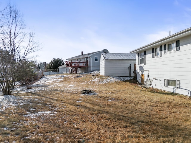 view of snow covered property