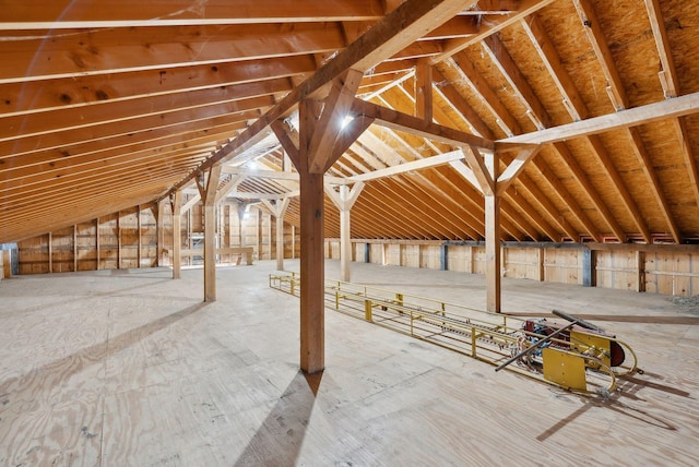 view of unfinished attic