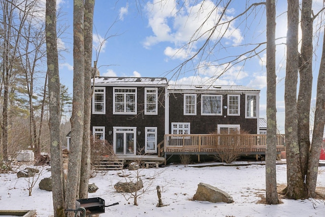 view of front of property with a deck