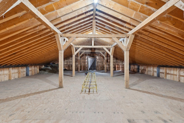 view of unfinished attic