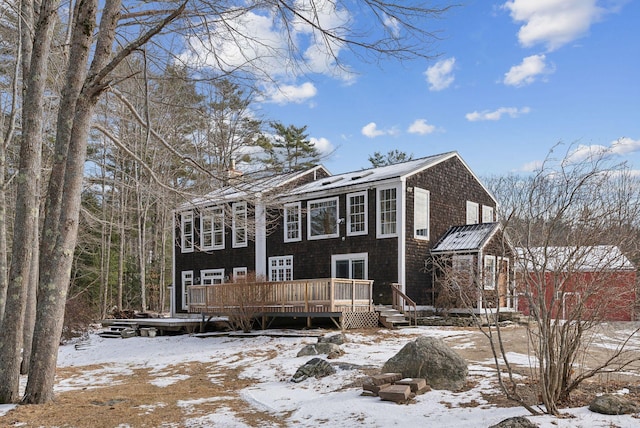 view of front facade with a deck