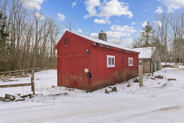 view of snow covered structure