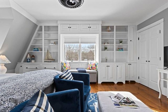 bedroom featuring hardwood / wood-style flooring and a closet