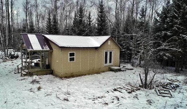 view of snow covered exterior