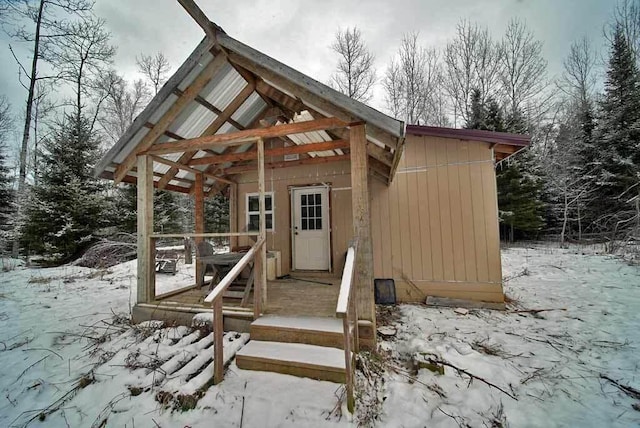 view of snow covered structure