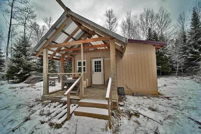 view of snow covered structure