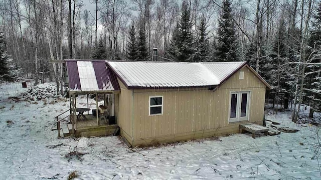 view of snowy exterior