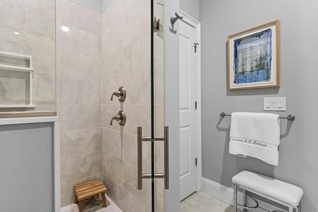 bathroom featuring walk in shower