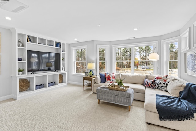 carpeted living room with plenty of natural light