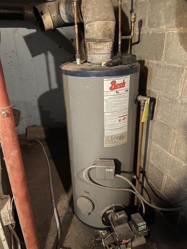 utility room with water heater