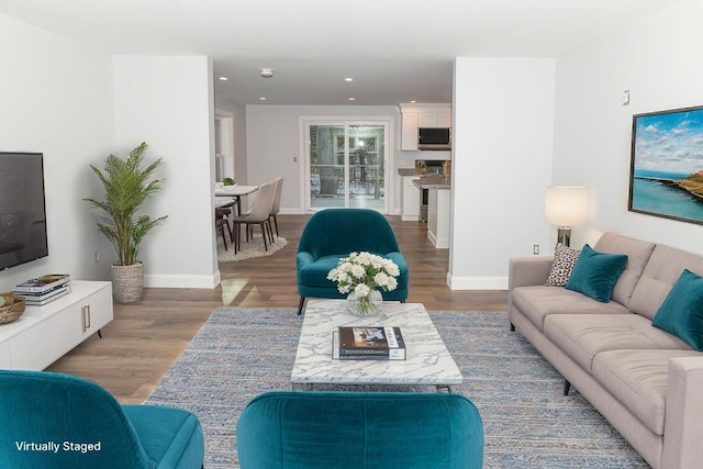 living room featuring wood-type flooring