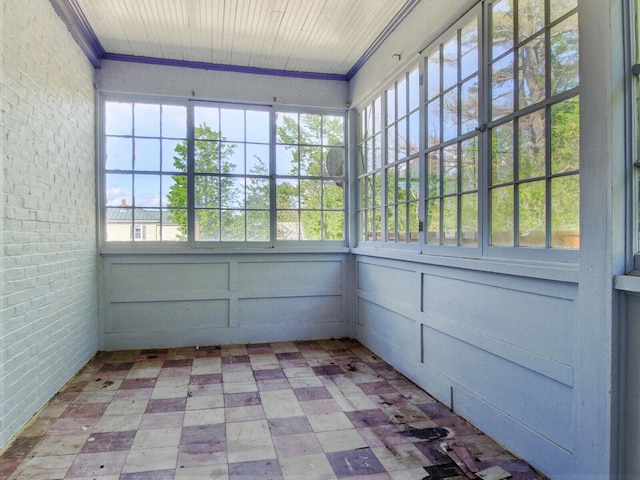 view of unfurnished sunroom