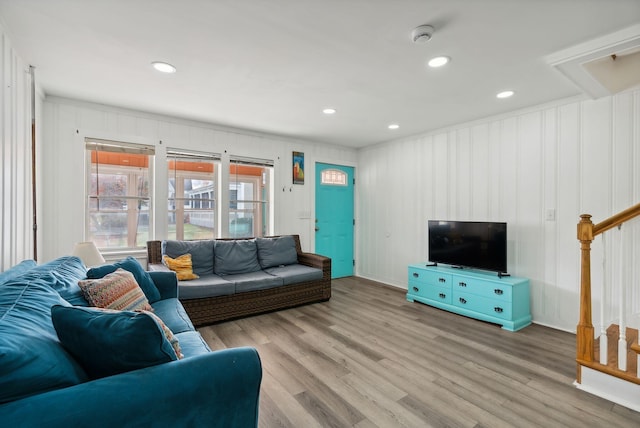 living room featuring light hardwood / wood-style floors