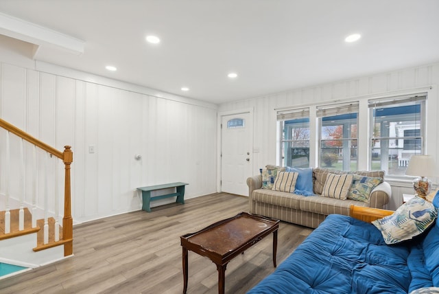 living room featuring light hardwood / wood-style floors