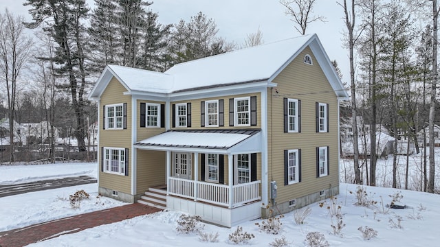 view of front of property featuring covered porch