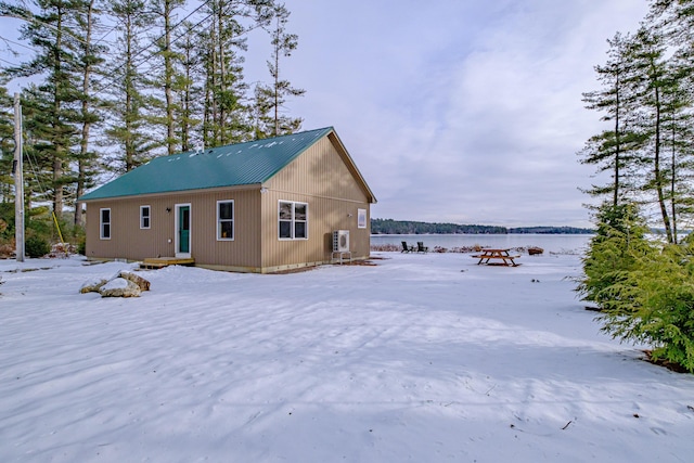 exterior space featuring a water view