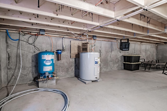 basement with water heater