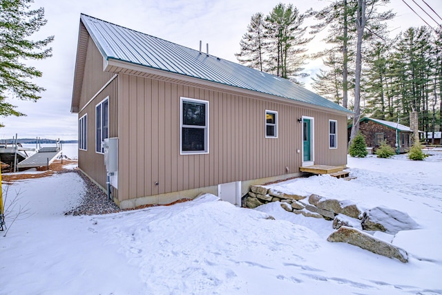 view of snow covered property