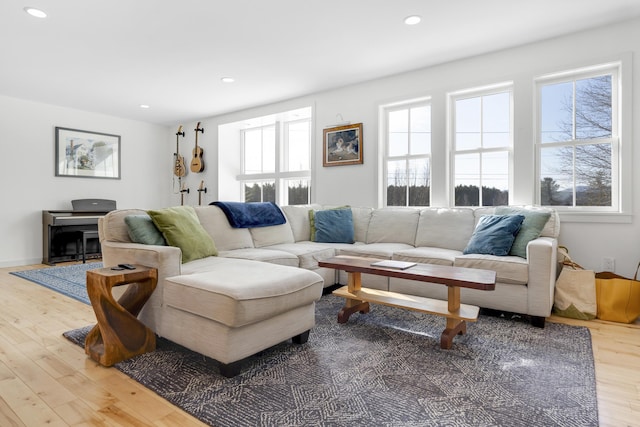 living room featuring light hardwood / wood-style floors