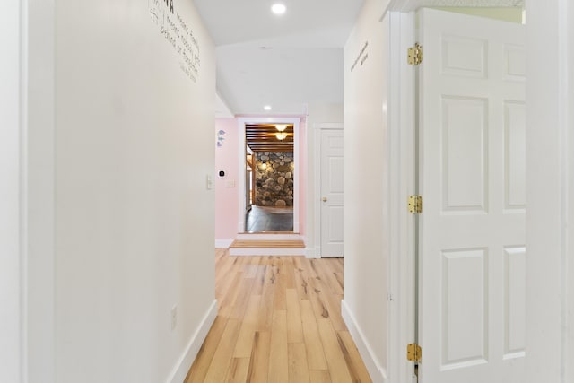 corridor featuring light wood-type flooring