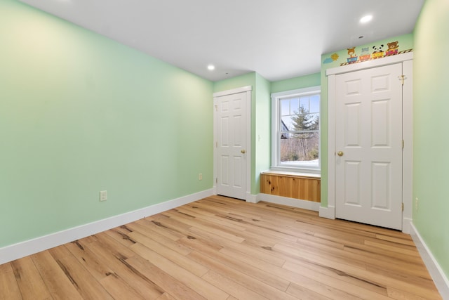 interior space with light hardwood / wood-style floors