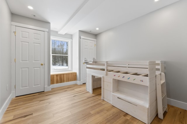 bedroom featuring light wood-type flooring