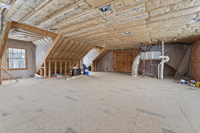 view of unfinished attic