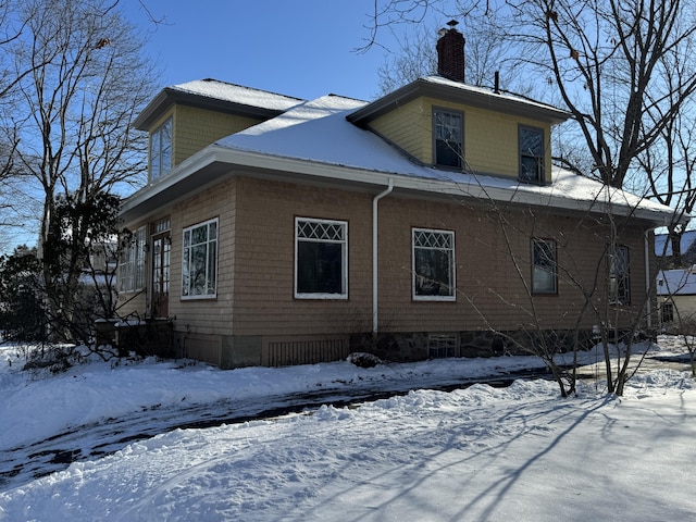 view of snow covered exterior