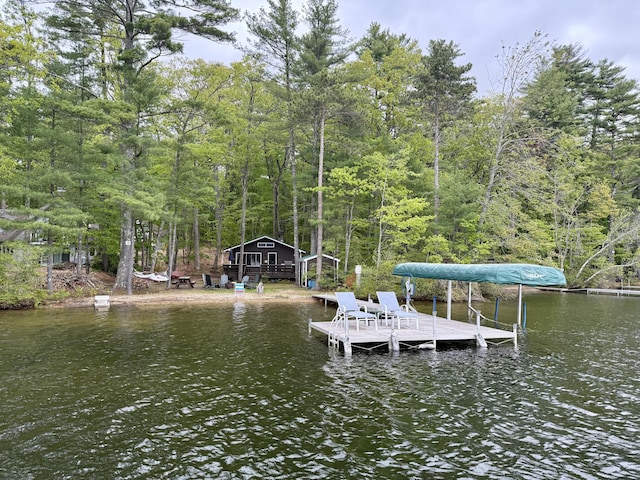 37 Treasure Island Rd, Shapleigh, ME 04076 - dock featuring a water view, boat lift, and a view of trees