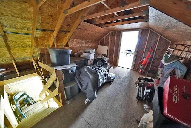 view of unfinished attic