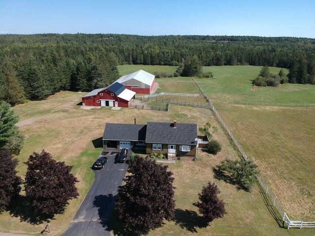 drone / aerial view featuring a rural view