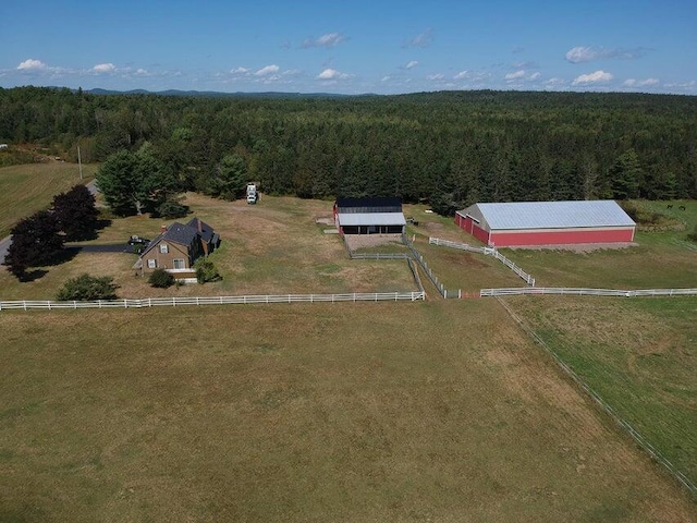 aerial view with a rural view