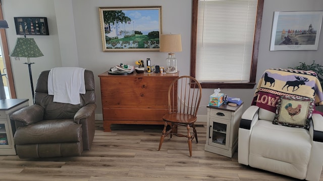 sitting room featuring light hardwood / wood-style floors