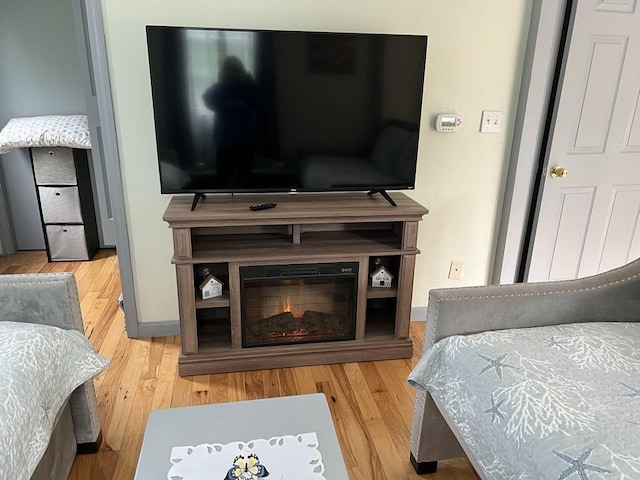 bedroom with light hardwood / wood-style flooring