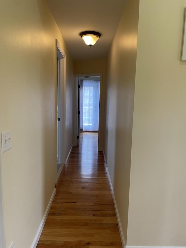 hallway with wood-type flooring