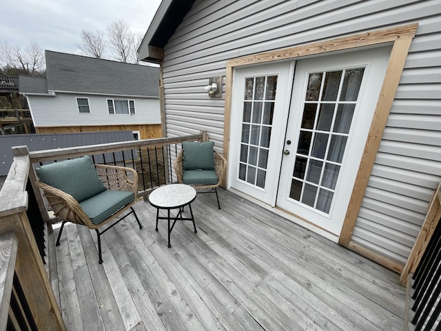 wooden deck with french doors