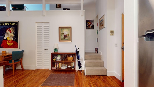 hallway featuring light wood-type flooring