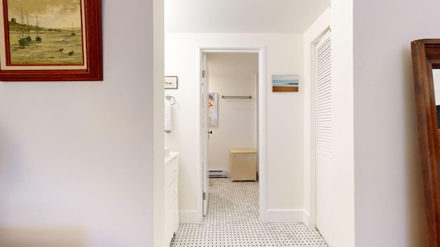 hallway featuring a baseboard radiator