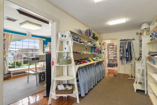 walk in closet featuring carpet floors