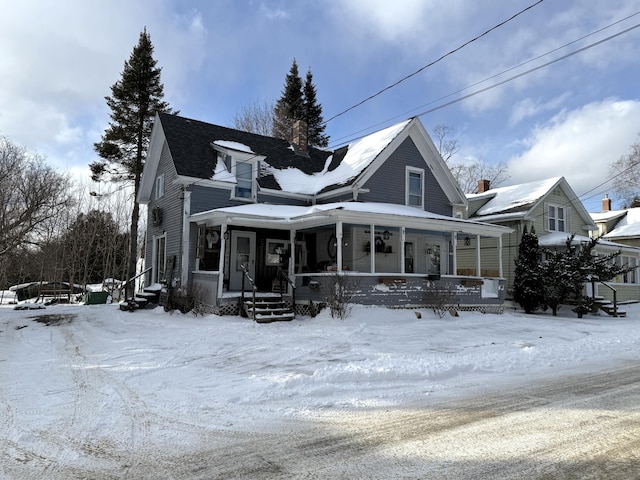 view of front facade featuring covered porch